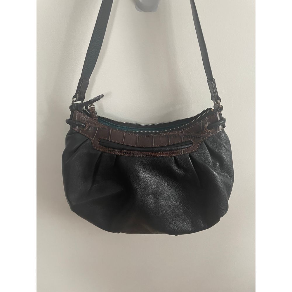 Brighton‎ Black Leather Hobo Bag with Brown Croc Trim & Silver Hardware - Picture 11 of 12